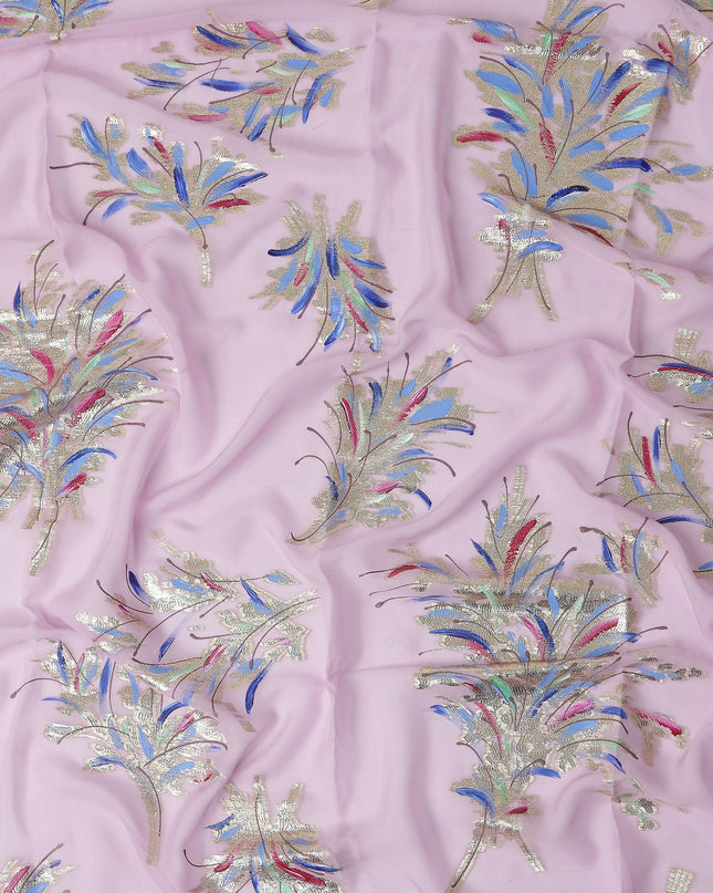 Orchid Pink Silk Chiffon Garbasaar Fabric Piece