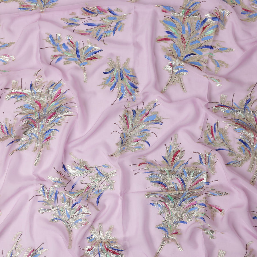 Orchid Pink Silk Chiffon Garbasaar Fabric Piece