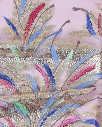 Orchid Pink Silk Chiffon Garbasaar Fabric Piece