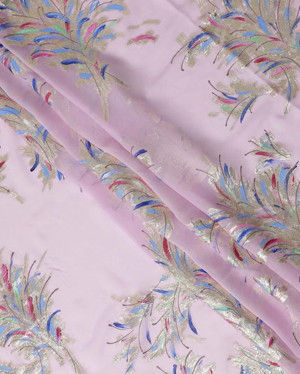 Orchid Pink Silk Chiffon Garbasaar Fabric Piece