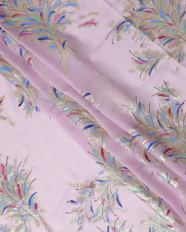 Orchid Pink Silk Chiffon Garbasaar Fabric Piece