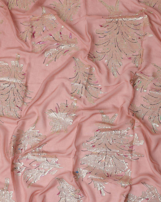 Dusty Rose Pink Silk Chiffon Garbasaar Fabric Piece