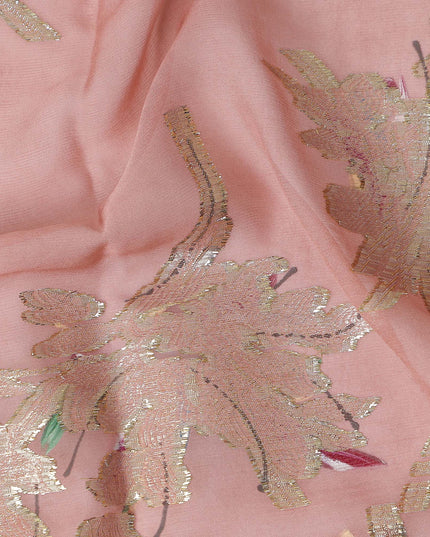 Dusty Rose Pink Silk Chiffon Garbasaar Fabric Piece