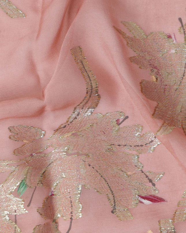 Dusty Rose Pink Silk Chiffon Garbasaar Fabric Piece