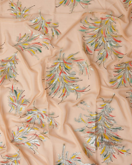 Apricot Orange Silk Chiffon Garbasaar Fabric Piece