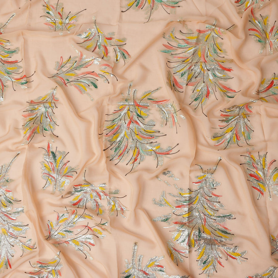 Apricot Orange Silk Chiffon Garbasaar Fabric Piece