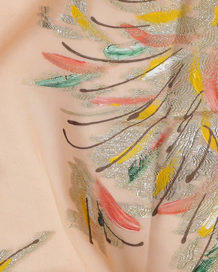 Apricot Orange Silk Chiffon Garbasaar Fabric Piece