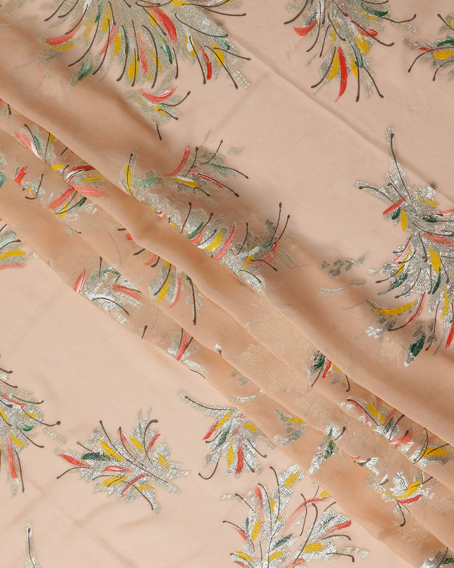 Apricot Orange Silk Chiffon Garbasaar Fabric Piece