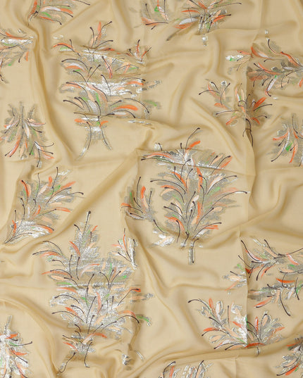 Antique Gold Silk Chiffon Garbasaar Fabric Piece