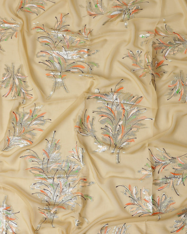 Antique Gold Silk Chiffon Garbasaar Fabric Piece