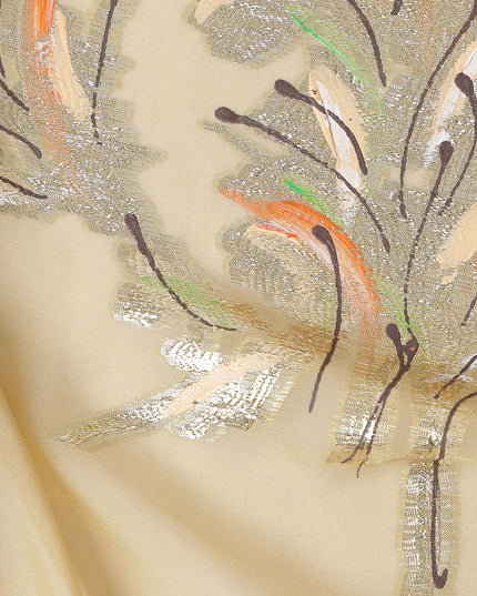 Antique Gold Silk Chiffon Garbasaar Fabric Piece