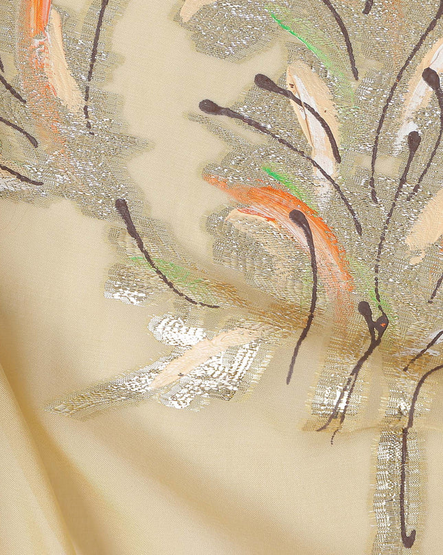 Antique Gold Silk Chiffon Garbasaar Fabric Piece