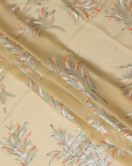 Antique Gold Silk Chiffon Garbasaar Fabric Piece