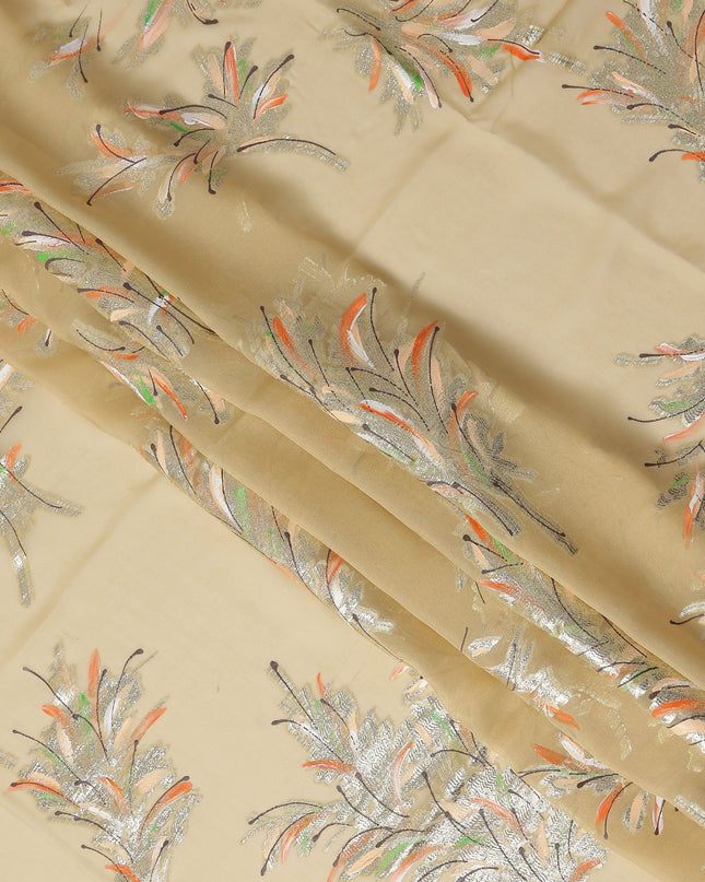 Antique Gold Silk Chiffon Garbasaar Fabric Piece