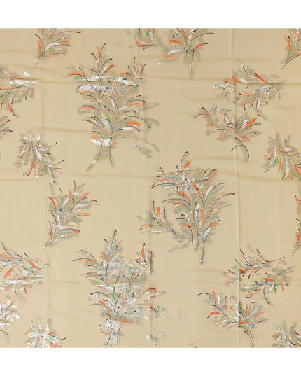 Antique Gold Silk Chiffon Garbasaar Fabric Piece