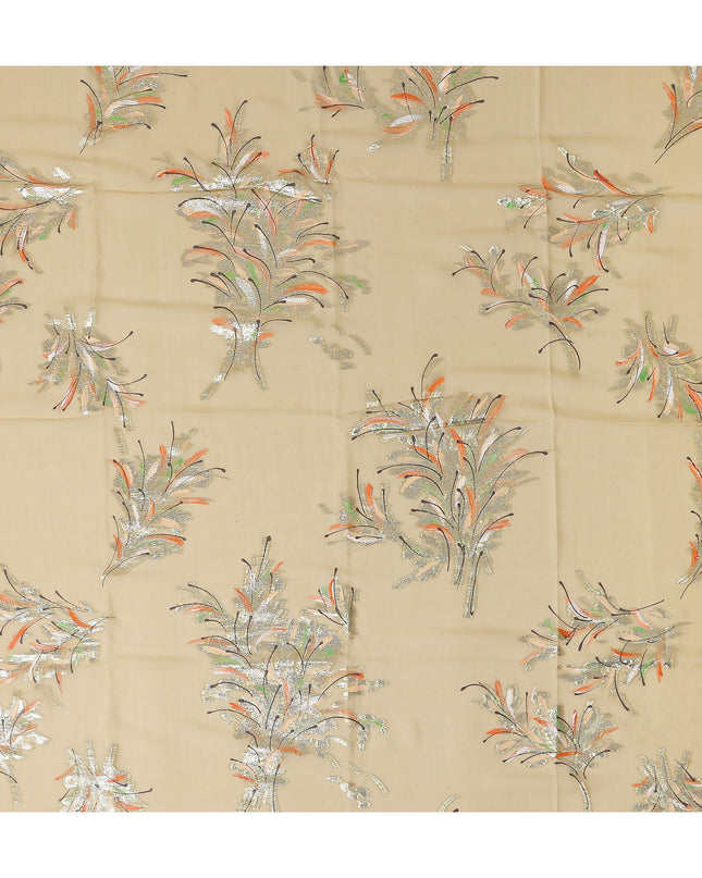 Antique Gold Silk Chiffon Garbasaar Fabric Piece