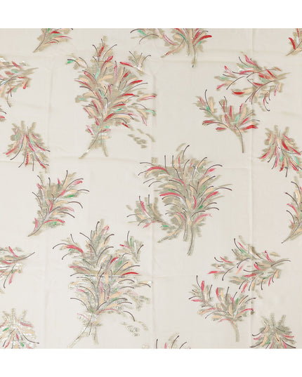 Ivory White Silk Chiffon Garbasaar Fabric Piece