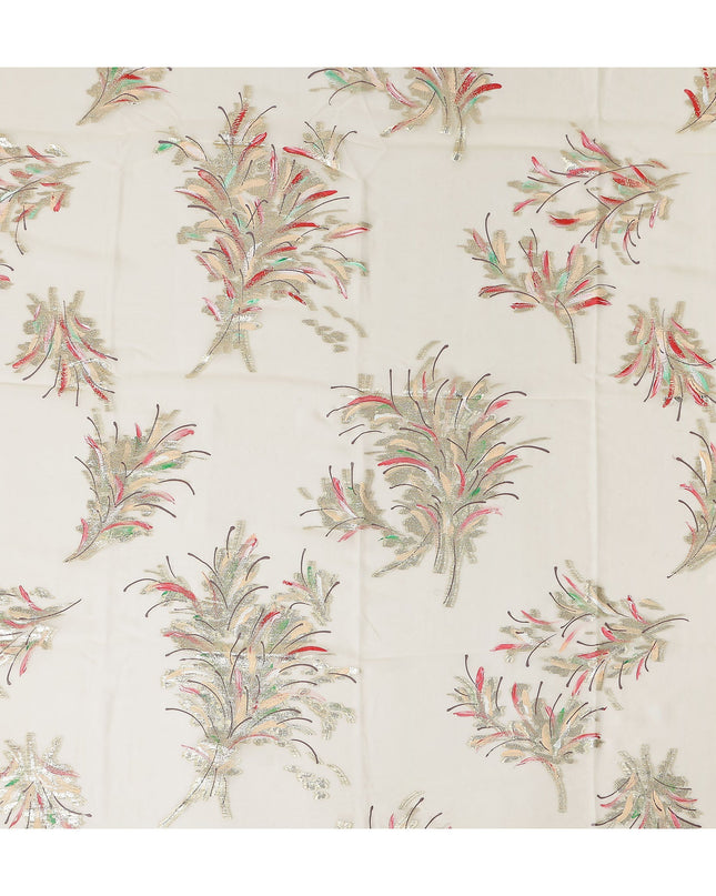 Ivory White Silk Chiffon Garbasaar Fabric Piece