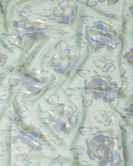 Mint Green Silk Chiffon Garbasaar Fabric Piece