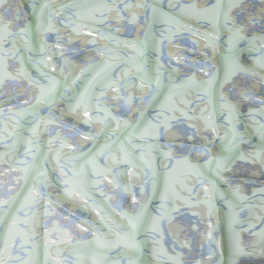 Mint Green Silk Chiffon Garbasaar Fabric Piece
