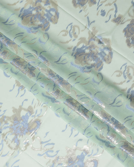 Mint Green Silk Chiffon Garbasaar Fabric Piece