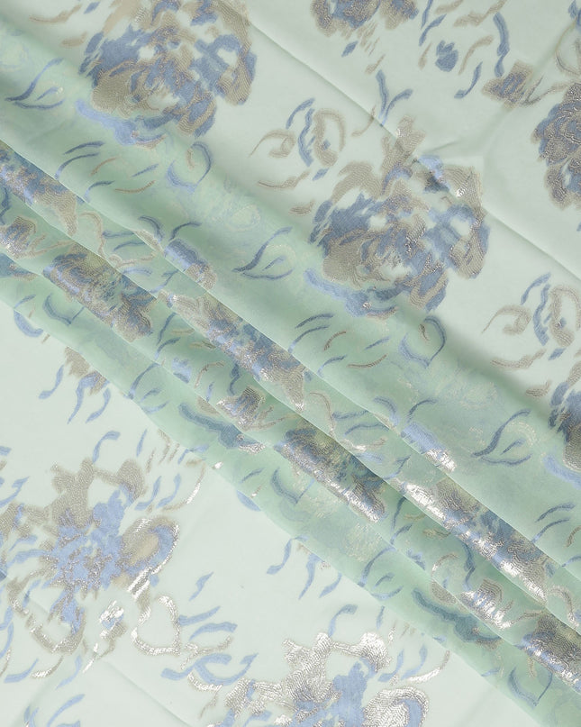 Mint Green Silk Chiffon Garbasaar Fabric Piece