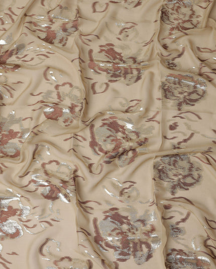 Sand Beige Silk Chiffon Garbasaar Fabric Piece