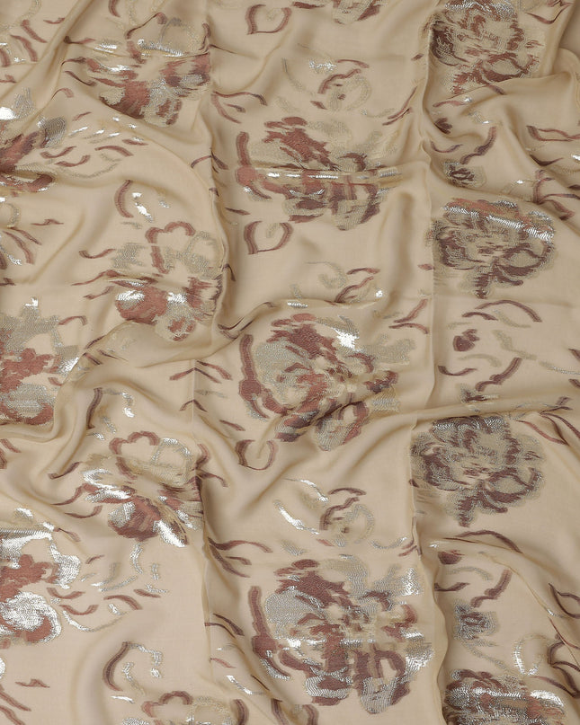Sand Beige Silk Chiffon Garbasaar Fabric Piece