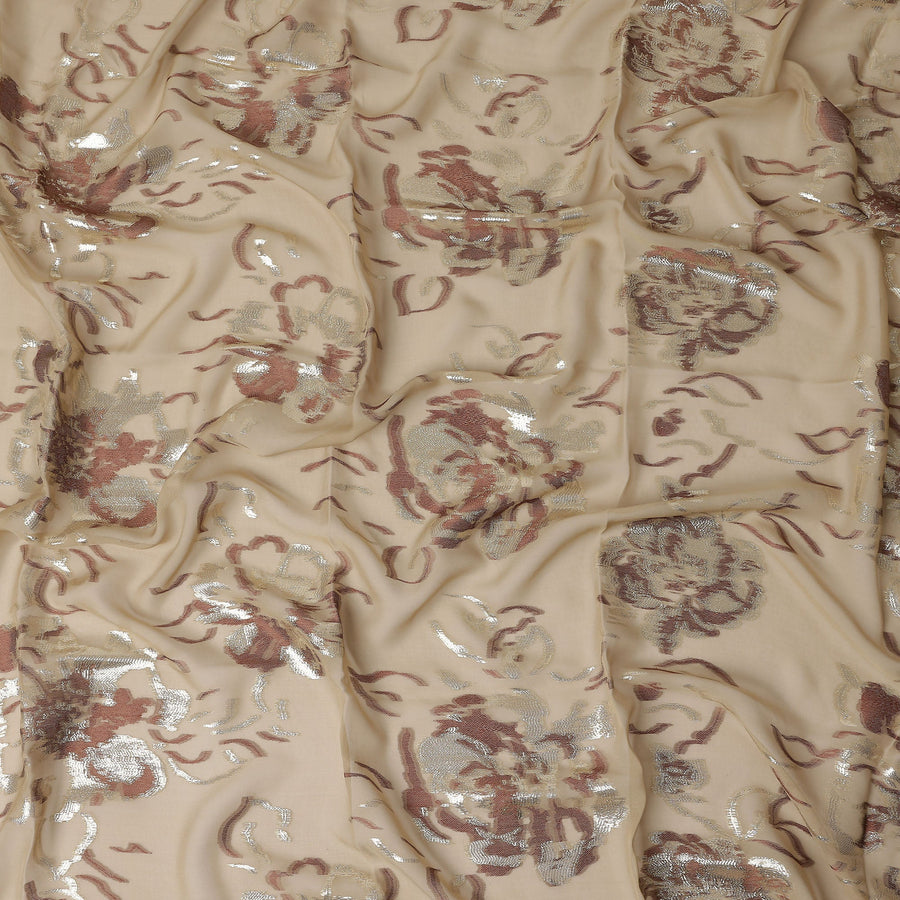 Sand Beige Silk Chiffon Garbasaar Fabric Piece