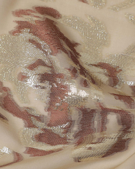 Sand Beige Silk Chiffon Garbasaar Fabric Piece
