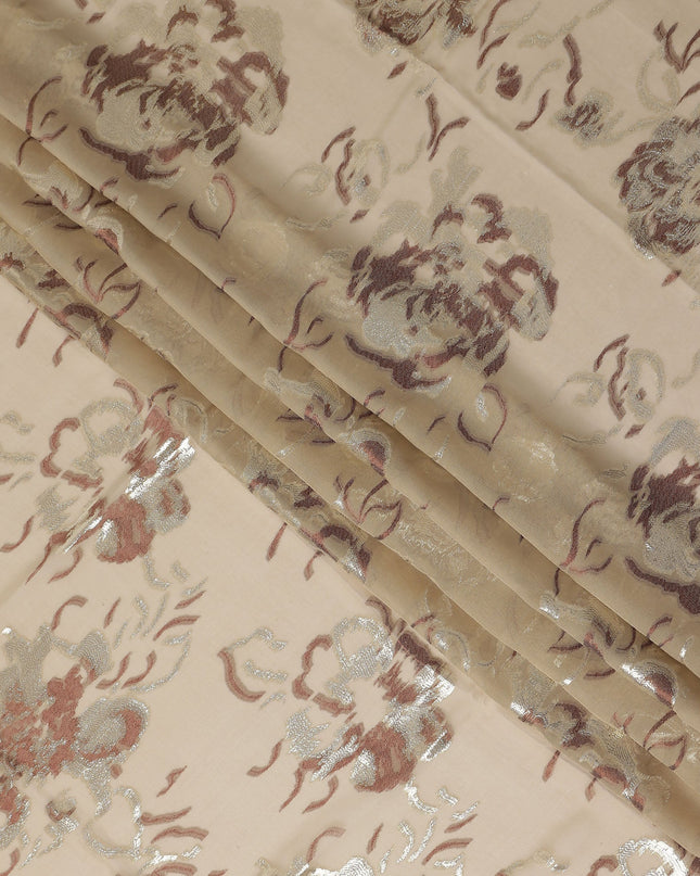 Sand Beige Silk Chiffon Garbasaar Fabric Piece