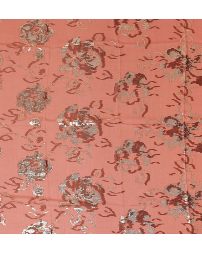 Coral Orange Silk Chiffon Garbasaar Fabric Piece