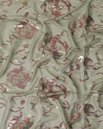 Pale Sage Green Silk Chiffon Garbasaar Fabric Piece