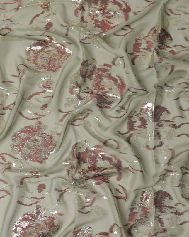Pale Sage Green Silk Chiffon Garbasaar Fabric Piece