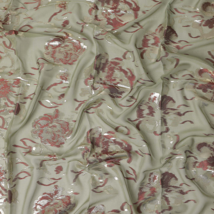 Pale Sage Green Silk Chiffon Garbasaar Fabric Piece