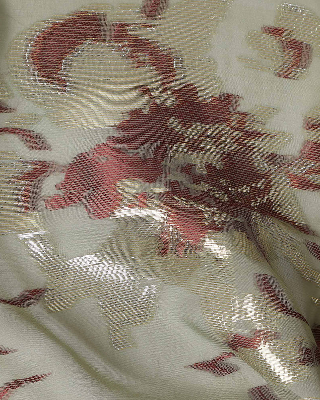 Pale Sage Green Silk Chiffon Garbasaar Fabric Piece