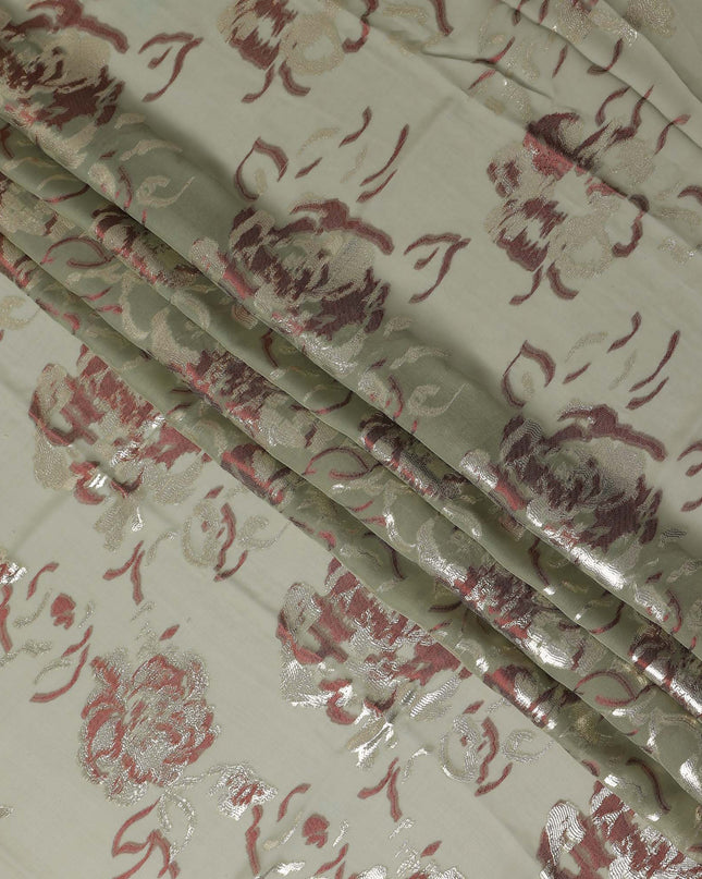 Pale Sage Green Silk Chiffon Garbasaar Fabric Piece
