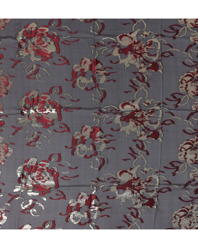 Charcoal Grey Silk Chiffon Garbasaar Fabric Piece