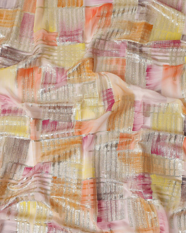 Sunset Multicolor Silk Chiffon Garbasaar Fabric Piece