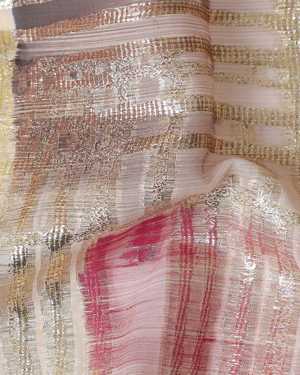 Sunset Multicolor Silk Chiffon Garbasaar Fabric Piece