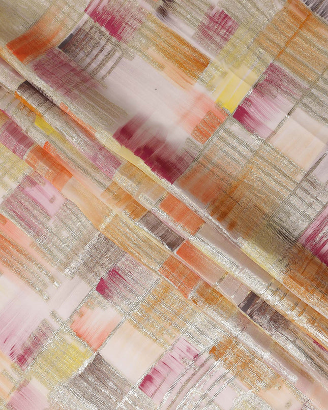 Sunset Multicolor Silk Chiffon Garbasaar Fabric Piece