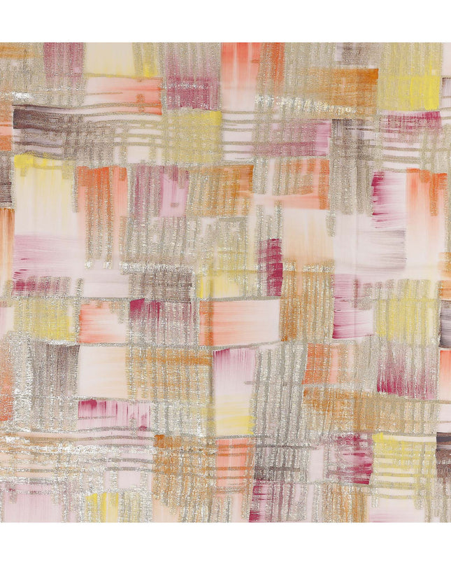 Sunset Multicolor Silk Chiffon Garbasaar Fabric Piece