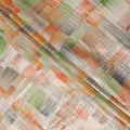 Peach-Sage Multicolor Silk Chiffon Garbasaar Fabric Piece