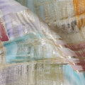 Teal-Rose Multicolor Silk Chiffon Garbasaar Fabric Piece