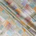 Teal-Rose Multicolor Silk Chiffon Garbasaar Fabric Piece