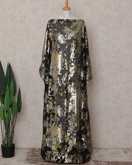 Onyx Black Silk Chiffon Dirac Fabric Piece