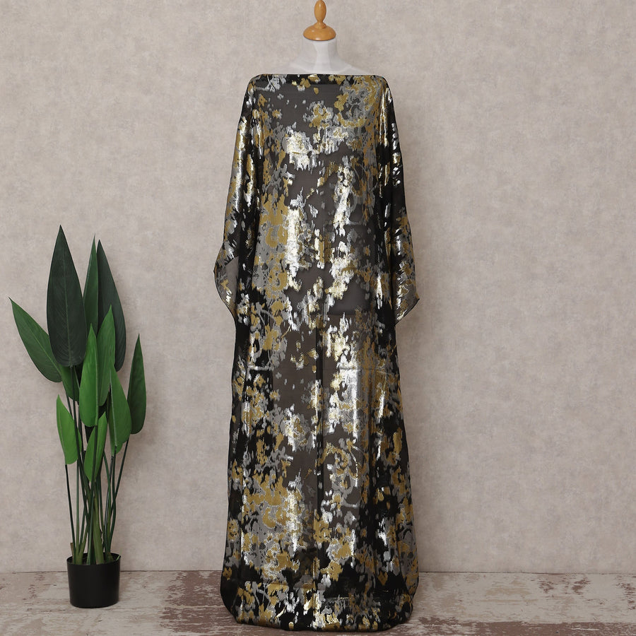 Onyx Black Silk Chiffon Dirac Fabric Piece