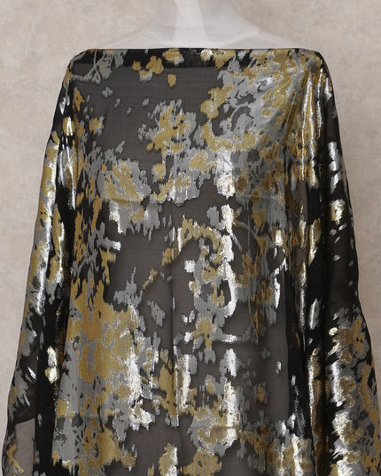 Onyx Black Silk Chiffon Dirac Fabric Piece
