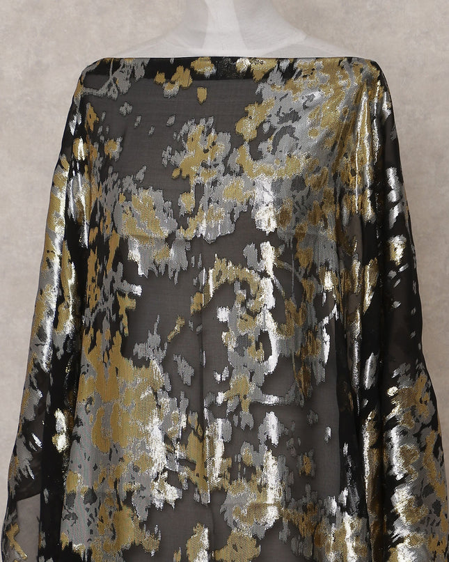 Onyx Black Silk Chiffon Dirac Fabric Piece