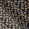 Onyx Black Bouquet Cotton Satin Fabric